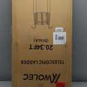 20.3 FT Telescoping Ladder, Adjustable Multi-Purpose Collapsible Extension w/Hooks, Foot Caps, Wheels & Stabilizer, Heavy Duty 330 lbs Max Capacity, Ideal for Home and Outdoor Work, Silver