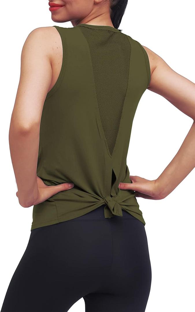 Mippo Workout Tops for Women Yoga Tank Tops Muscle Tank Athletic Shirs Workout Clothes (Green, XS)