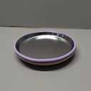 Nuogo 2 Pack 304 Stainless Steel Toddler Plate with Suction 9" Metal Plates with Removable Silicone Shell for Kids Non Slip Unbreakable Toddler Dinner Snack Dish for Dishwasher (Pink,Purple)