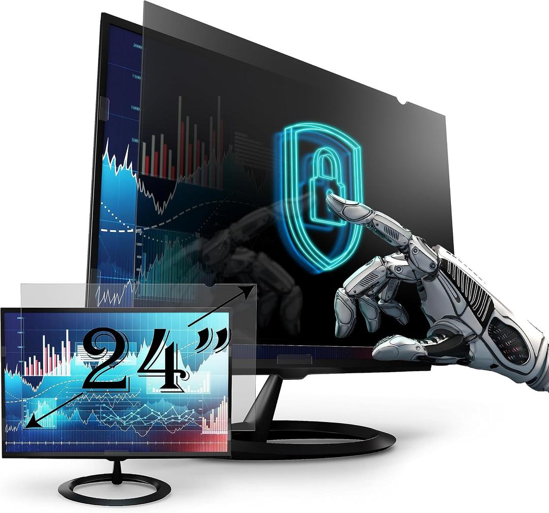 Premium Privacy Screen Filter for 24 Inches Desktop Computer Widescreen Monitor with Aspect Ratio 16:09. Anti Glare and Anti Blue Light Protection