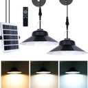 Solar Pendant Light Outdoor Indoor, 1200LM Solar Shed Light with Motion Sensor/Timer/5 Lighting Modes, Waterproof LED Solar Lights for Inside House, Gazebo, Patio, Barn (Dual Lamps)