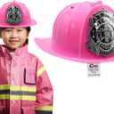 Nicky Bigs Novelties Child Deluxe Firefighter Helmet Thick Plastic Fireman's Hat Kids Firefighter Costume Accessory One Size (Pink)