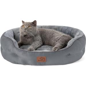 Bedsure Dog Beds for Small Dogs - Round Cat Beds for Indoor Cats, Washable Pet Bed for Puppy and Kitten with Slip-Resistant Bottom, 25 Inches, Grey