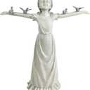 Design Toscano Basking in Glory Little Girl with Birds Outdoor Garden Statue, Large, 29 inches tall, Cast Stone Resin, Two Tone Stone Finish