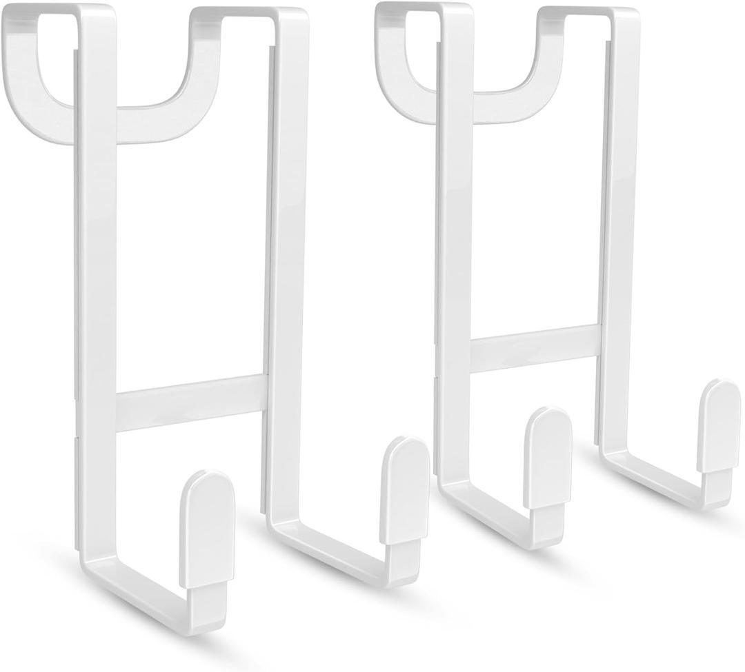 FYY 2 Packs Over The Door Hooks, Heavy Duty Door Hanger Hook, No Drill Wall Hooks for Hanging Coat, Towel, Bag in Bathroom, Closet Fits Most Doors Up to 1-7/8" Thickness White (Short)