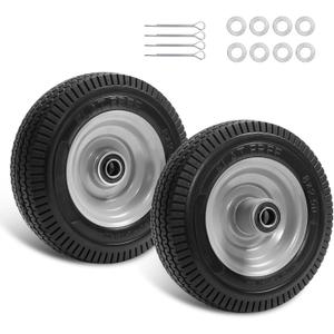 8-Inch Solid Tire Replacement - 2.50-4"Flat Free Tire and Wheel Heavy-Duty for Gorilla Carts, Yard Tractors, Wagons - Replacement Tires with 5/8" Bearings & 2.25" Offset Hub(2 Pack)