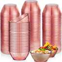 Yungyan 200 Pack Disposable Clear Plastic Bowls for Party 6oz Hard Plastic Salsa Dessert Ice Cream Candy Fruit Small Glitter Bowls for Wedding Baby Shower Birthday Graduation Party(Rose Gold)