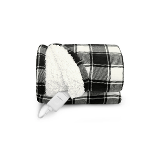 Sunbeam Electric Throw Royal Luxe Microplush Heated Blanket, 4 Heat Settings, 4-Hour Auto Shut-Off, Fast Heating, Warm and Cozy, Grey Rodeen Plaid, Throw