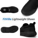 FitVille Men's Extra Wide Slip on Walking Shoes, Lightweight Non-Slip Breathable Casual Loafers for Standing All Day (Black) US 12.5