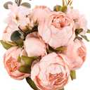 Duovlo Artificial Peony Silk Flowers Fake Flowers Vintage Wedding Home Decoration,Pack of 1 (New Pink) (20.87*3.5)
