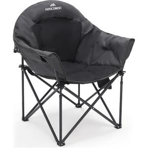 ABSCONDO Camping Chairs, Padded Camp Chairs for Heavy People, Oversize Outdoor Folding Chairs with Adjustable Angled Backrest, Lawn Chairs Folding Supports up to 350lbs