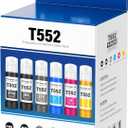Compatible for 552 Ink Refill Bottles 6 Pack (NotSublimation Ink) Compatible Replacement for Epson Ecotank Photo ET-8550 ET-8500 ET8550 ET8500 8550 8500 Printer, T552 Ink (BK Pigment, PB C M Y GY Dye)