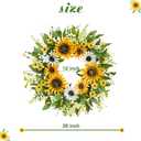 zjlmit Spring Wreath 20 Inch Artificial Summer Wreath Spring Wreaths for Front Door Made of Silk Material with Sunflowers Daisy Flowers and Green Leaves for Windows Cabinets and Walls