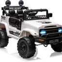 CABIHOME 24v Kids Electric Ride-on Car 2-Seater Off-Road Vehicle Designed for Music, LED Lights, Durable Plastic and Iron Build, Suitable for Children Ages 3-8, Includes 12v7AH Longwei Battery (White)