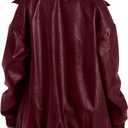 Sampeel Leather Jacket Women Faux Oversized Motorcycle Bomber Coats 2025 Fall Fashion Outfits Winter Clothes (Red, S)