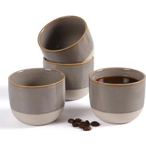 Ceramic Espresso Cups Set of 4, 5oz Espresso Coffee Mugs, Special Glazed Demitasse Cups Expresso Coffee Cup for Espresso Machine (Slate Blue)