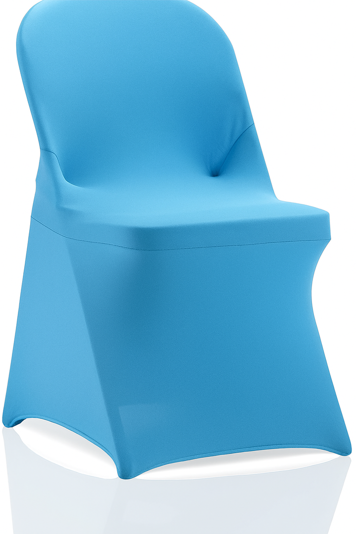 12 PCS Light Blue Stretch Spandex Folding Chair Slipcovers, Dining Room Chair Covers Stretch Chair Slipcovers Protector for Wedding, Banquet, and Party