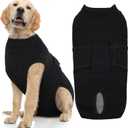FUAMEY Dog Recovery Suit Male,Dogs Surgery Neuter Suits Puppy Spay Shirts for Female Protect Dog's Skin Anti Licking Abdominal Wounds Doggie Onesie Pet Bodysuit Alternative to Cone Black XL (XL(Back:20.1-24.8in,WT:42-75lbs))