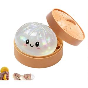 Dumpling Squishy, Squishy Dumpling Toy, Mystery Dumplings Squishies, Easter Gifts, Soft Squeeze Decompression Dough for Adults (Clear White)
