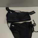 Zilcremo Women Cutout One Shoulder Bikini Set Mid Rise Bikini Swimsuit Two Piece Bathing Suit (Medium, Black)