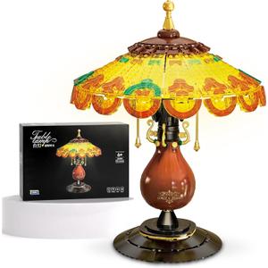 Retro-Style Table Lamp Toy Building Set, Home Dcor Accessory for Adults, Gift for Valentines Day for Her & Him - 804 Pieces (Mini Building Blocks)