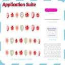 2 x Short Nails Press on Almond Floral Fake Nails Pink Flower Gold Curve Line False Nails with Designs Elegant Acrylic Nails Blush Glossy Glue on Nails for Women Girls 24Pcs