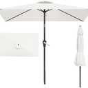 AreShark 6.5' x 10' Rectangular Patio Umbrellas for Outdoor, Outdoor Table Umbrella, Large Outdoor Patio Umbrellas with 6 Sturdy Ribs for Market, Garden, Pool (Cream-white)