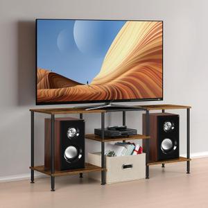 50 inch TV Stand for Bedroom Rustic Brown TV Entertainment Center with Storage 3 Tier TV Table Stand for Living Room TV Console Table for 50 43 40 32 inch TV
