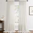 Natural Linen Curtains 84 Inch Length for Living Room 2 Panel Pocket Drape Light Filtering Semi Sheer Cream Country Rustic Farmhouse Boho Curtain Bedroom Pinch Pleated Look Ivory Colore Back Tab