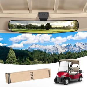 10L0L Universal Adjustable Golf Cart Panoramic Rear View Mirror, Rotatable 270 Rotation 16.5"Wide Angle Full Rearview Golf Cart Mirror for EZ Go, Club Car, Yamaha