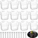 12 Pack Top Hanging Fish Tank Plant Pot Clear Aquarium Plant Holder with Hook Aquatic Plant Cup Holder Aquarium Aquatic P-lant Pot Water Landscape Decoration for P-lant Water Feature Decoration