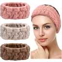 Chuangdi 3 Pieces Spa Headband for Women Facial Makeup Headband Soft Terry Cloth Hairband for Washing Face Mask Spa Shower Gifts(Pink, Gray, Dark Brown)