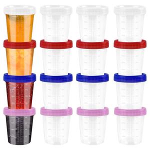 Linkidea 24 Pack Condiment Containers with Lids, Small Salad Dressing Container to Go with Scale Mark, Reusable Stackable Plastic Dip Sauce Containers (4 Oz)