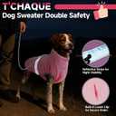 T'CHAQUE Tech Dog Fleece Vest Clothes for Large Dogs, Thermal Fleece Sweater with Leash Hole, Pet Sweaters with Reflective Strips, Stretchy Pullover Coats for Weimaraner Boxer, Fall/Winter(Pink, XL)