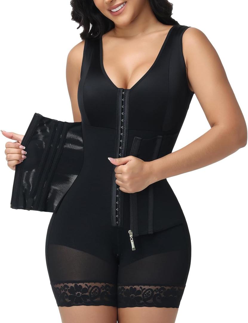 Overbust Fajas Colombianas Shapewear for Women Tummy Control Body Shaper with Adjustable Strap, M