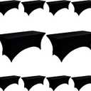 10-Pack 6ft Black Spandex Table Covers for Rectangle Standard Folding Tables - Wrinkle Resistant Stretch Tablecloths - Ultimate Fitted Table Protector for Parties, Banquet, Wedding
