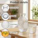AVLA 4 Pcs Bedside Water Carafe and Glass Tumblers, 20 OZ Clear Nightstand Pitcher with 5 OZ Cup Set, Glass Mouthwash Decanter Vintage Elegant Glassware for Juice, Kitchen, Bedroom, Bar, Bathroom