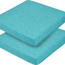FUNHOME Indoor/Outdoor Chair Cushions Set of 2, 18 x 18 x 2.5 Inch Square Corner Outdoor Cushions for Patio Furniture,2 Packs Patio Chair Cushions with Ties-Aqua Blue