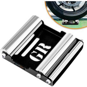 GRAND PITSTOP Motorcycle Roller Wheel Cleaning Stand - Paddock Stand Replacement - Wheel Roller Stand with Ramp Support for tire Cleaning & Chain Lubrication (Black Roller Medium)