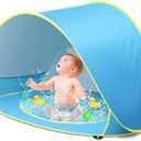 Baby Beach Tent with Pool, Pop Up Sun Shelter UPF 50+ UV Protection for Infant Toddlers, Portable Shade Tent with Carry Bag for Beach Outdoor Travel, 47" L x 31" W x 27" H