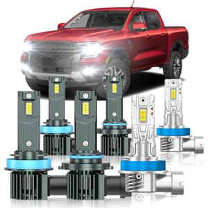ZSTOPCL Fit for Ford Ranger 2019-2023 Light Bulbs, High/Low Beam Fog Light Bulbs Combo, 800% Brightness, 6000K Cool White, Plug and Play, Pack of 6