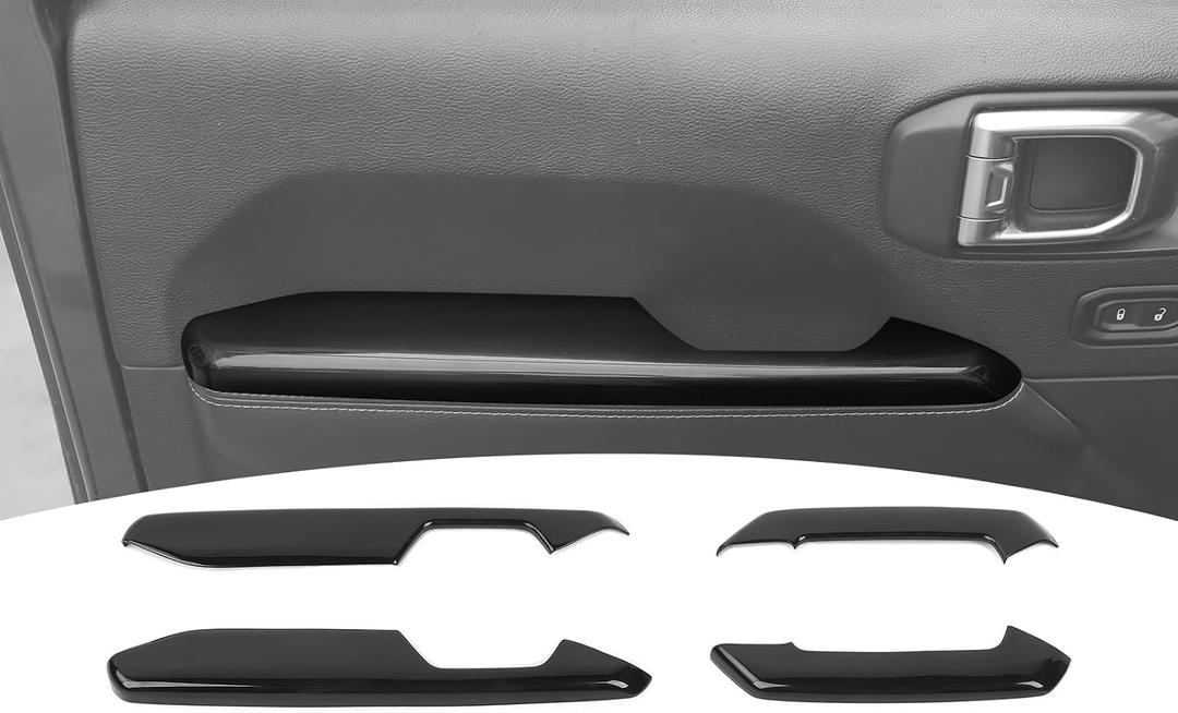 for Jeep JL Black Inner Door Armrest Panel Trim Cover for Jeep Wrangler JL JLU 2018+ for Gladiator JT 2020+ ABS Interior Accessories 4pcs