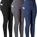 CHRLEISURE Leggings with Pockets for Women, High Waisted Tummy Control Workout Yoga Pants (XL)