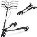 AODI 3 Wheel Foldable Scooter Swing Scooter Tri Slider Kick Wiggle Scooters Push Drifting with Adjustable Handle for Boys/Girl/Adult Age 8 Years Old and Up (Black)