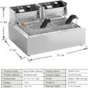 Electric Deep Fryer 22.6L/24QT Stainless Steel Large Capacity Commercial Fryer with Basket, 3400W 110V Countertop Deep Fryer for Home Kitchen and Restaurant Use withTemperature Control