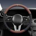 Ultra-Thin Napa Leather Steering Wheel Cover with 3D Anti-Slip Diamond Grip, Breathable Non-Bulky Design, Universal Fit 15 Inch for Cars & SUVs