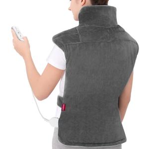 Comfytemp Heating Pad for Back Discomfort, 22"x33" XXL Weighted Electric Neck Shoulders Heat Pad, 2H Auto-Off, Large Back Heated Wrap, Birthday Gifts for Women Men, Washable (Grey)