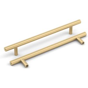 goldenwarm 25 Pack Solid Iron Cabinet Pulls Gold Drawer Pulls 6-1/4 Inch Gold Cabinet Handles Kitchen Drawer Handles for Bedroom Cupboard Dresser (6-1/4'' Hole Center)
