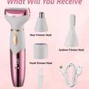 2 x 4 in 1 Bikini Body Trimmer for Women | Rechargeable & Waterproof | Grooming Kit with Body, Facial, Eyebrow and Nose Attachments | Precision Trimmer for Smooth, Painfree Hair Removal (Rosegoldwhite)