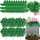 Yunlly 250 Pack Artificial Silk Green Fern Cemetery Flowers Leaf Picks Fake Greenery Stems Fern Leaves for Cemetery Grave Headstone Floral Arranging Crafting Decoration